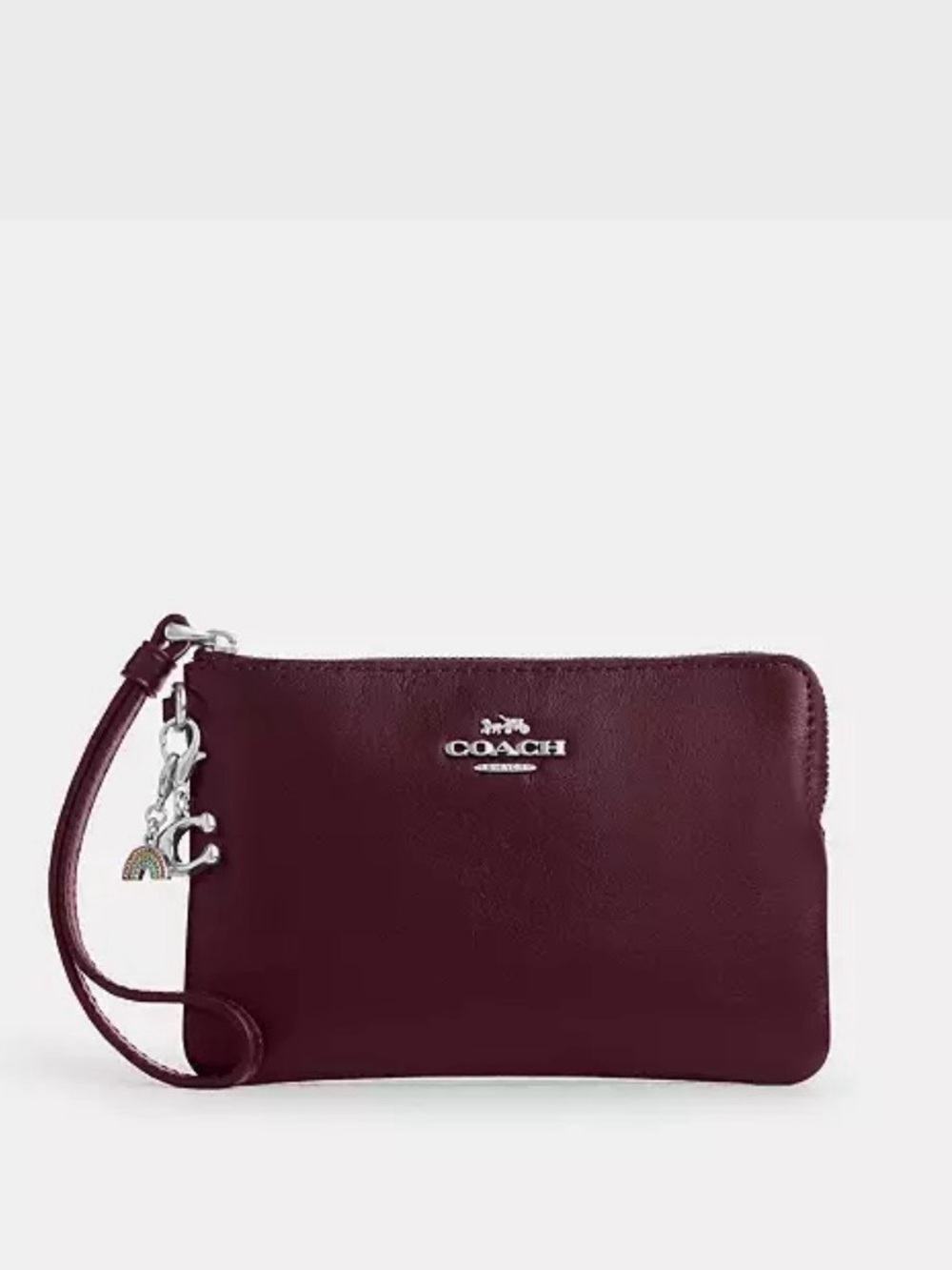Coach Burgundy Wristlet with 2 Charms Box Set - Picture 2 of 4